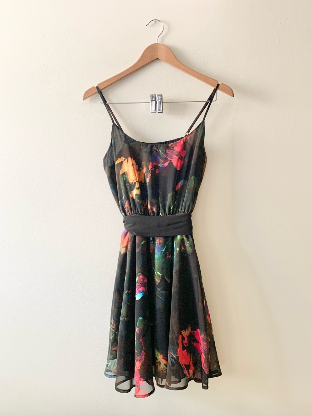 NEW H&M Abstract Floral-Print Spaghetti Strap Mini Dress